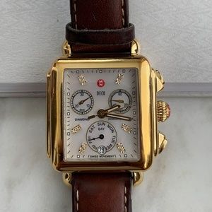 Michele Deco Day Diamond Watch 33x46mm, Gold